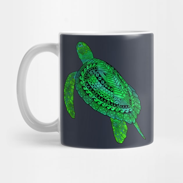 Tribal Green Sea Turtle by macdonaldcreativestudios